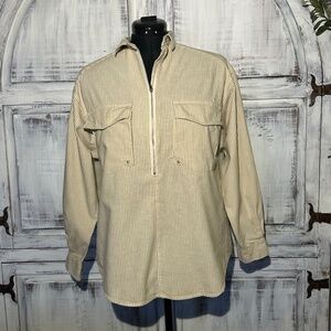 Esprit Sport Vintage Cream and Tan Striped top zip top Women's L